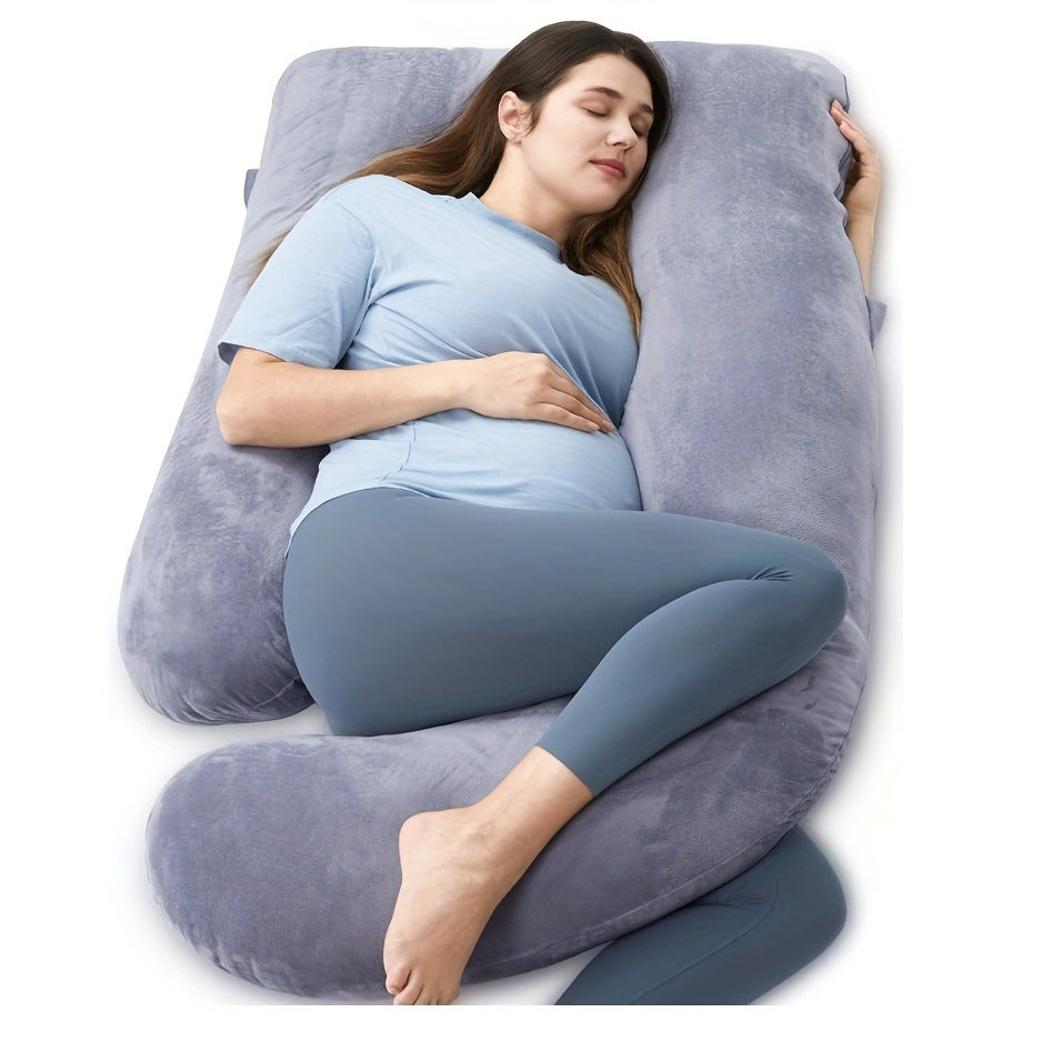 J-Shape Maternity Pregnancy Pillow | Velvet Cover
