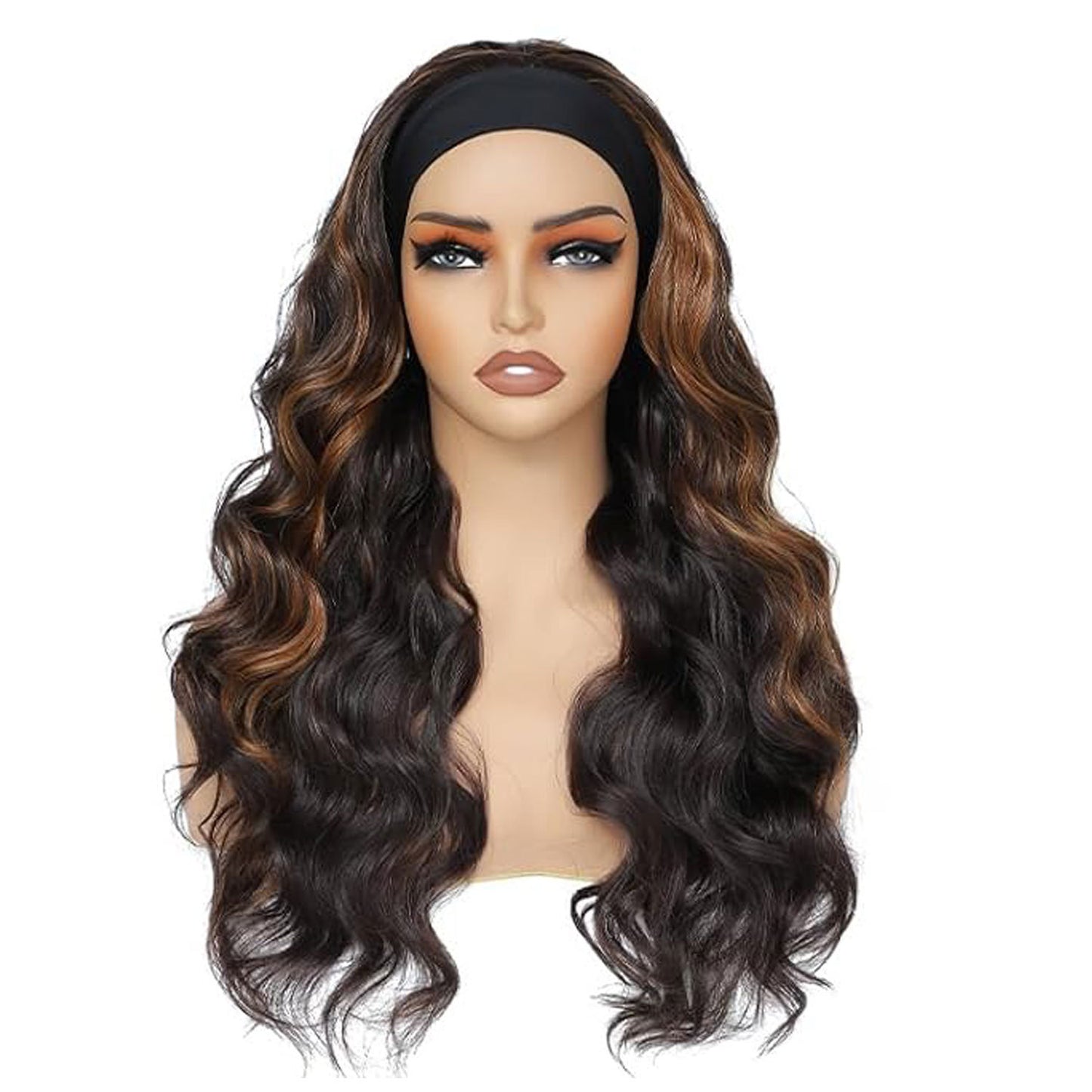 Scarf Headband Wig | Long Curly Waves, 26 Inch Synthetic Hair