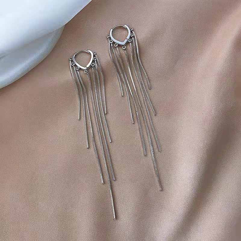 Long Geometric Tassel Earrings - Gold & Silver Copper