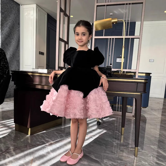 Girls Black Princess Dress | Elegant Formal Occasion Outfit | - gallify.store