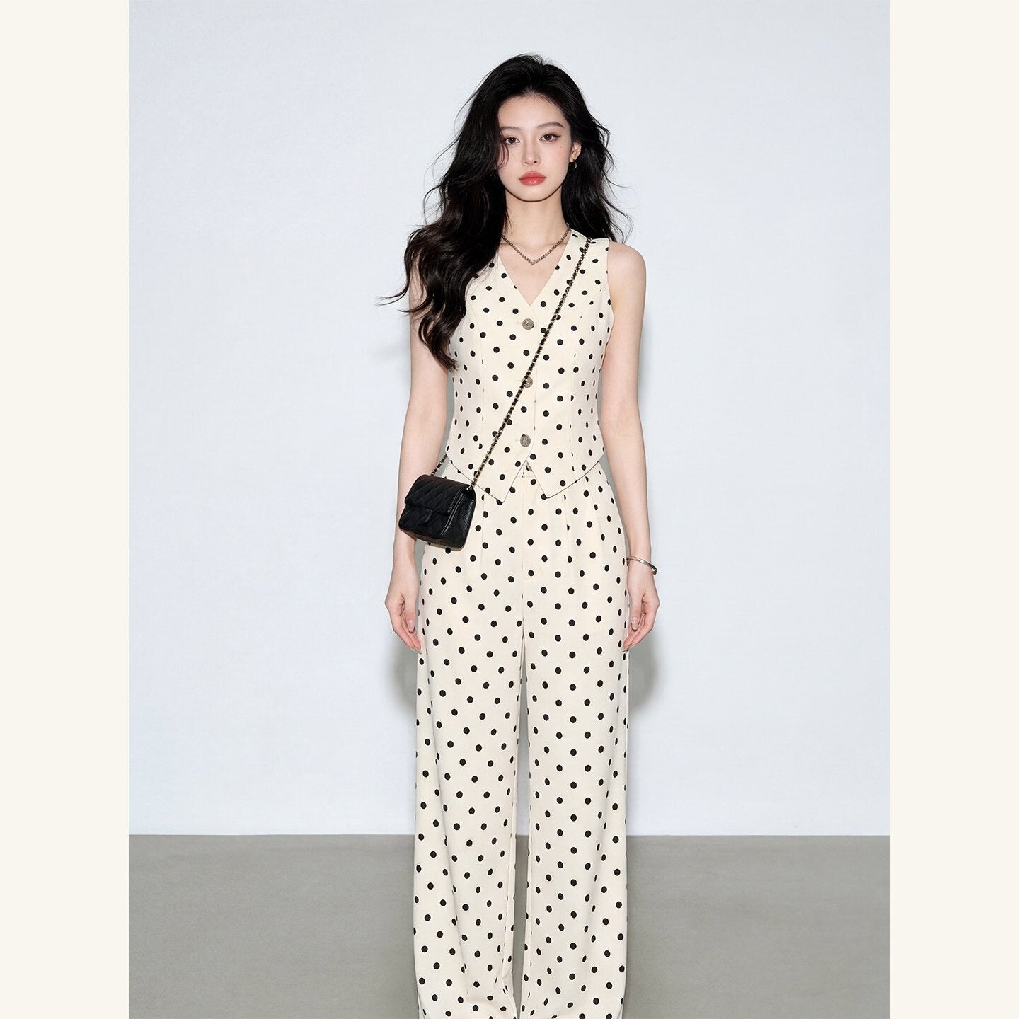 Polka Dot Vest & Trousers Set | Korean Style