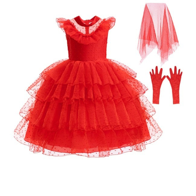 Girls Red Gothic Dress | Halloween Costume & Performance Outfit - gallify.store