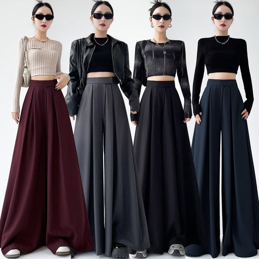 Women's Wide Leg Suit Trousers | High Waist Draped