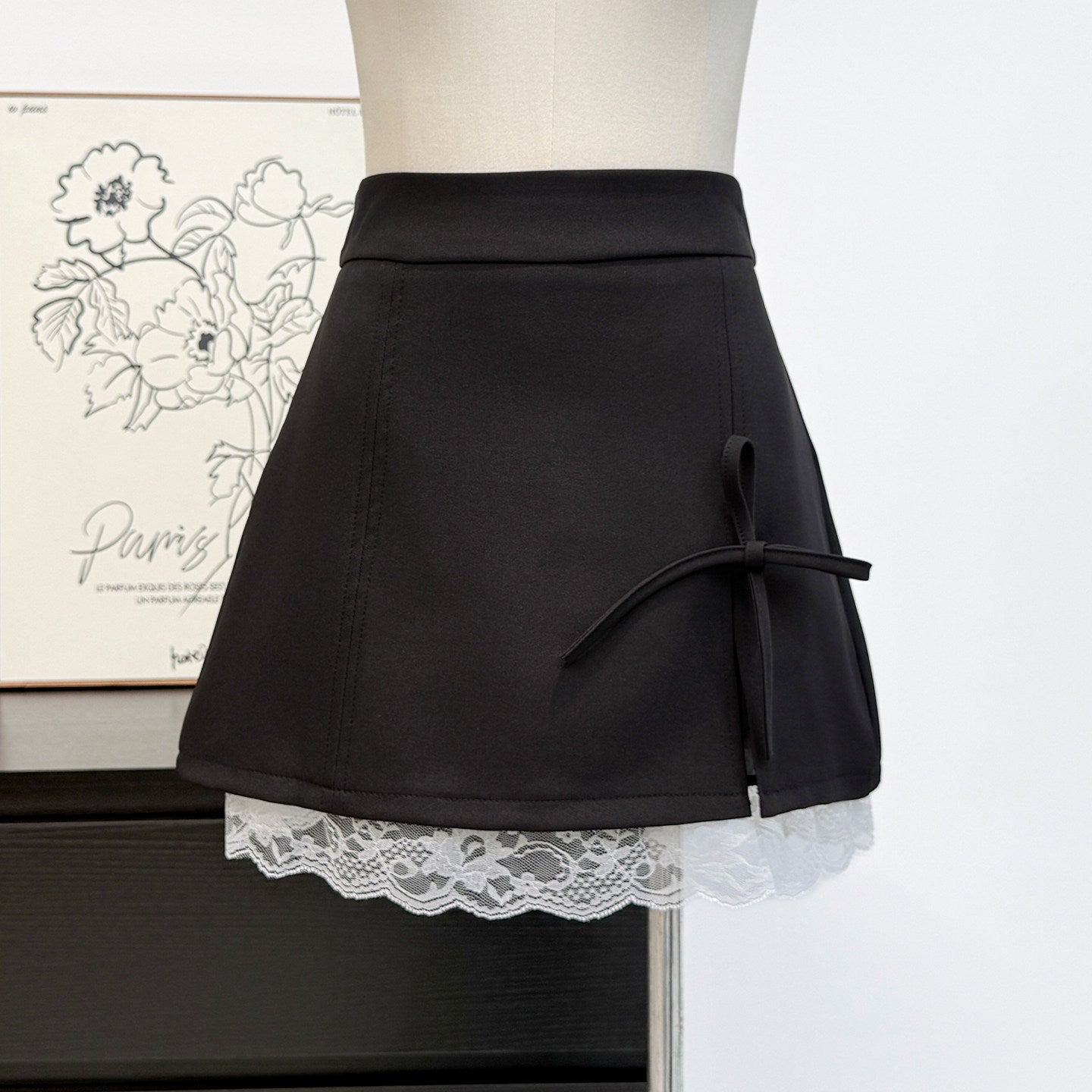 French Polka Dot Lace High Waist Skirt