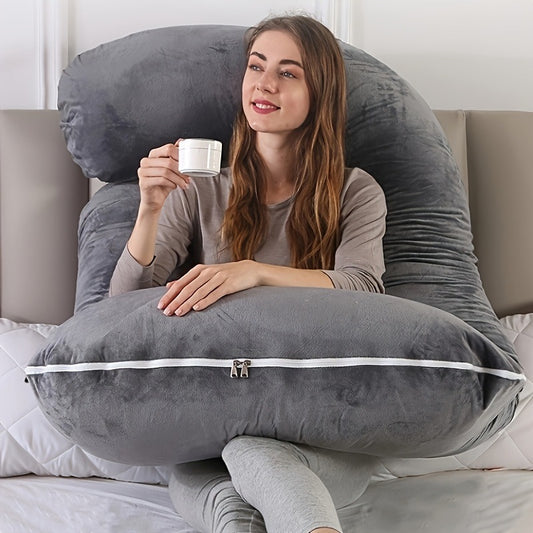 J-Shape Maternity Pregnancy Pillow | Velvet Cover