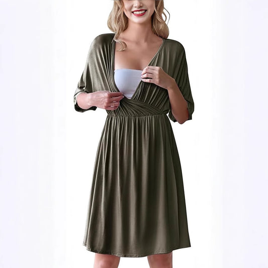 Women's Maternity Nursing Dress | V-Neck A-Line