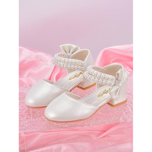 Kids Faux Fur Casual Shoes – Striped Chain Detail Flats