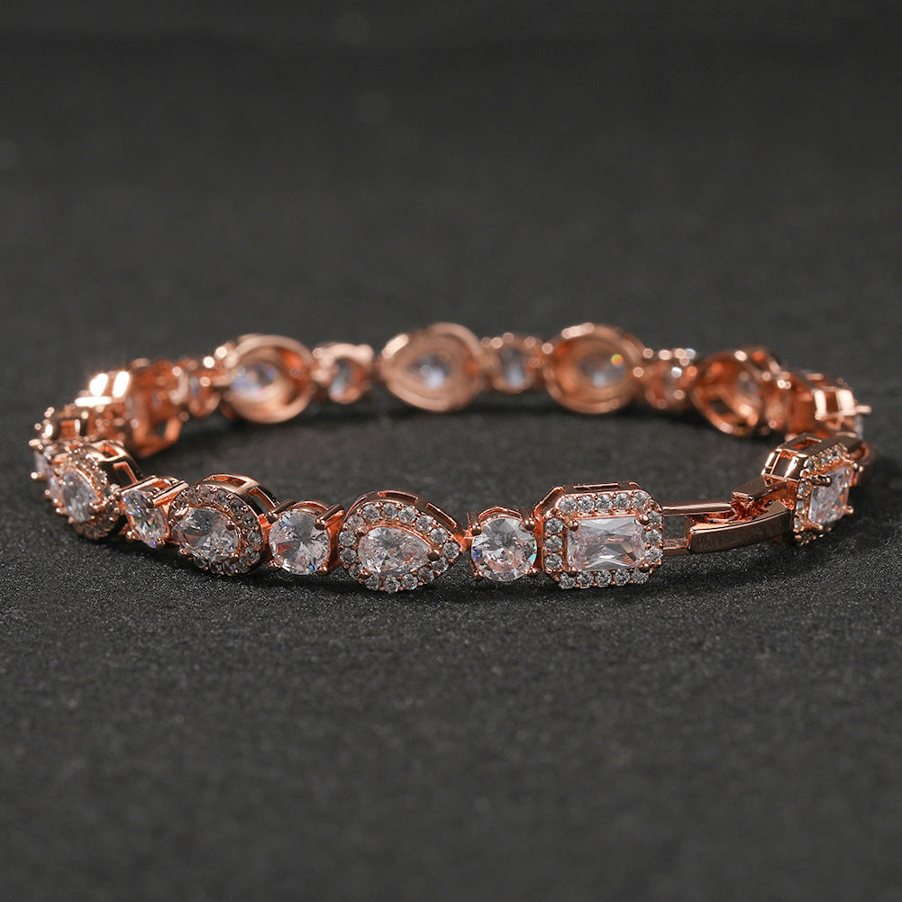 Geometric Zircon Bracelet - Adjustable Copper Chain