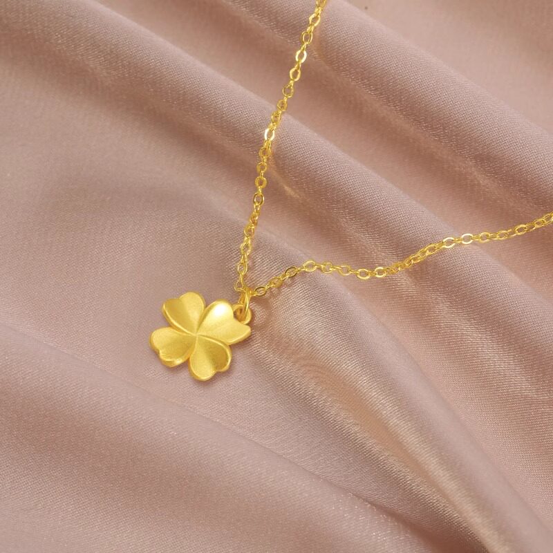 999 Pure Gold Four-Leaf Clover Pendant Necklace - gallify.store