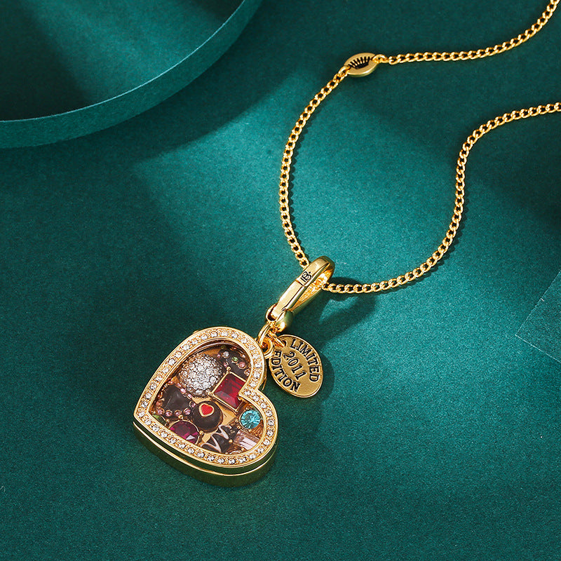 Heart Crystal Pendant Necklace | Openable Chocolate Box Design - gallify.store