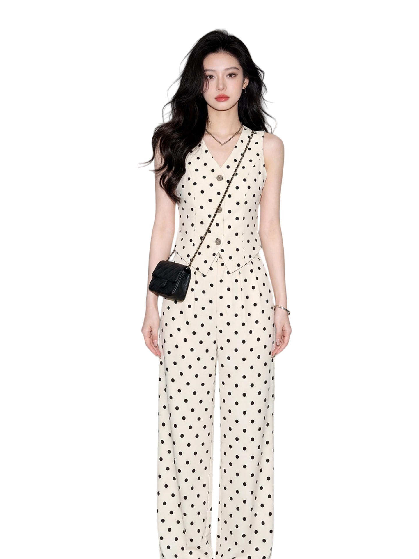 Polka Dot Vest & Trousers Set | Korean Style