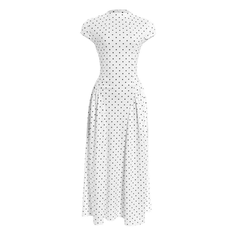 Women's Retro Dot Print Maxi Dress - High Waist A-Line Sleeveless - gallify.store