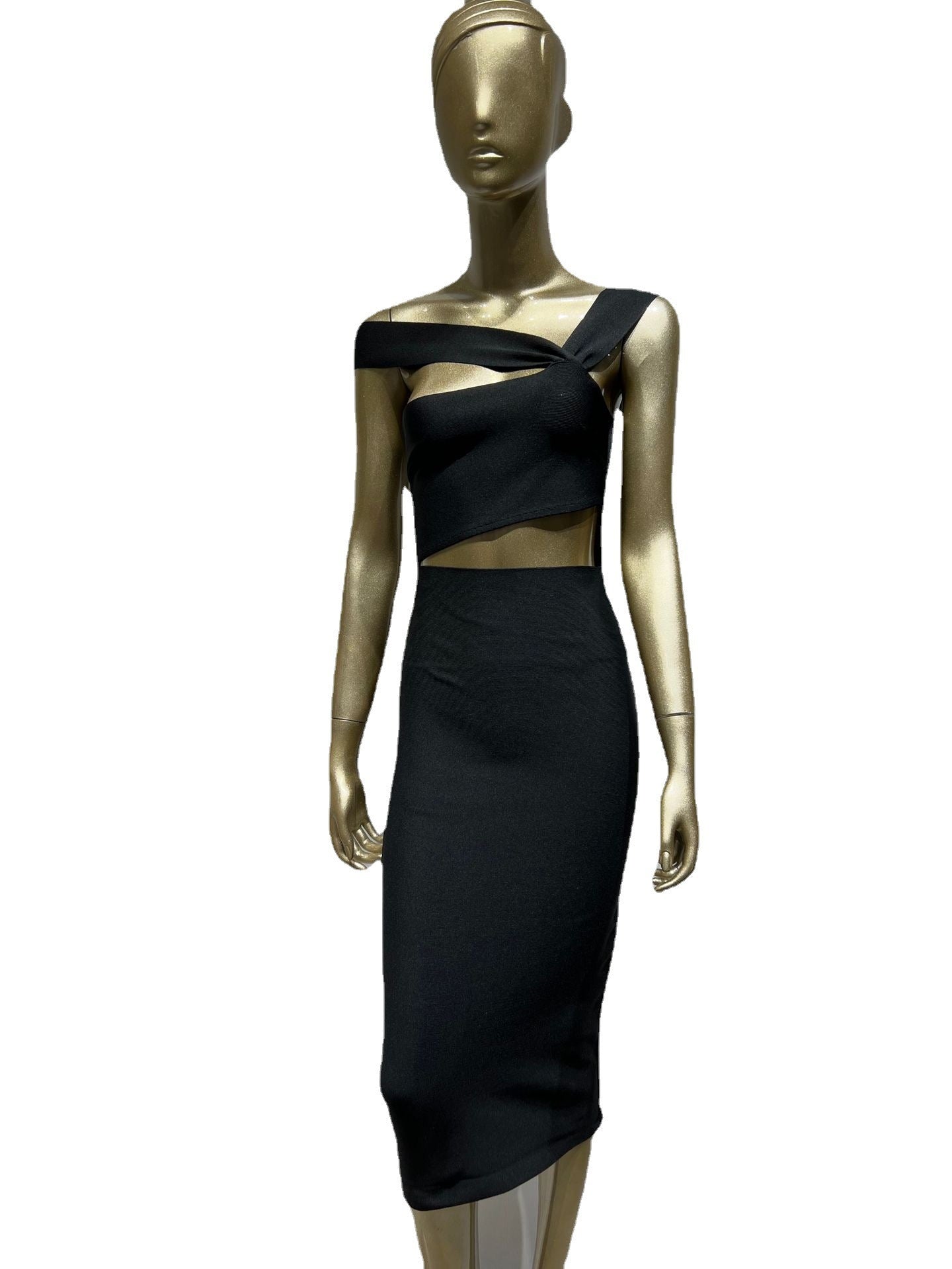 Women's Halterneck Bandage Midi Dress – Backless Bodycon Evening Gown