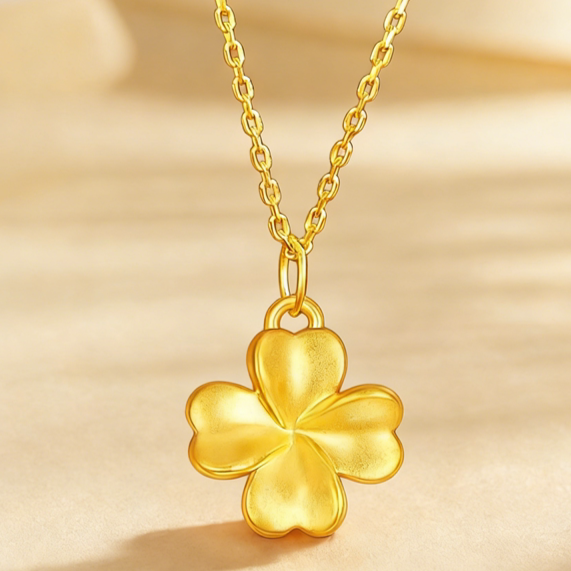 999 Pure Gold Four-Leaf Clover Pendant Necklace - gallify.store