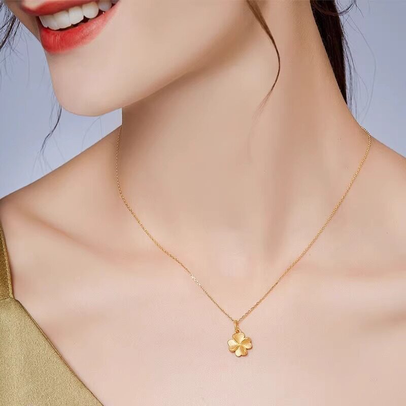 999 Pure Gold Four-Leaf Clover Pendant Necklace - gallify.store