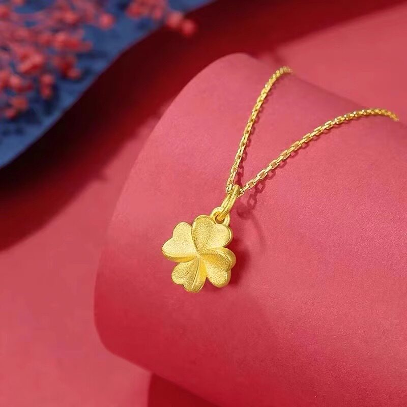 999 Pure Gold Four-Leaf Clover Pendant Necklace - gallify.store