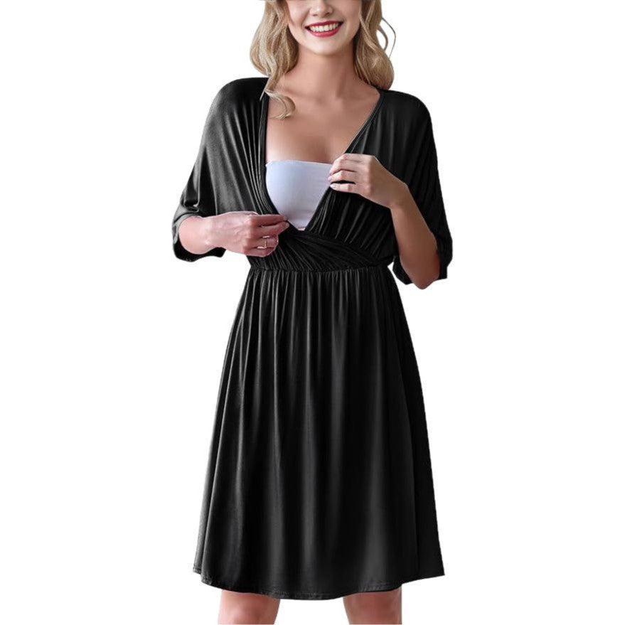 Women's Maternity Nursing Dress | V-Neck A-Line