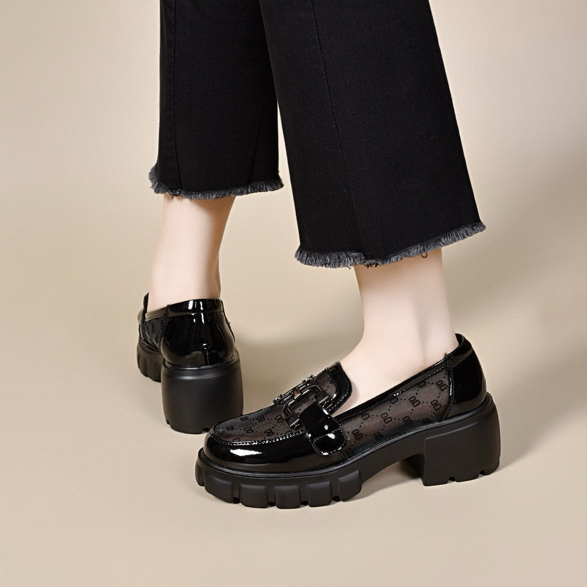 Mesh Platform Slip-On Loafers | Chunky Sole Women's Shoes