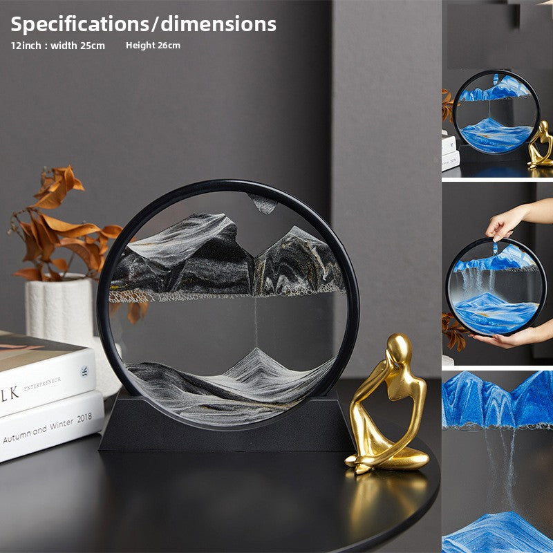 Nordic Quicksand Art Ornament – Glass Frame Landscape Desktop Decor