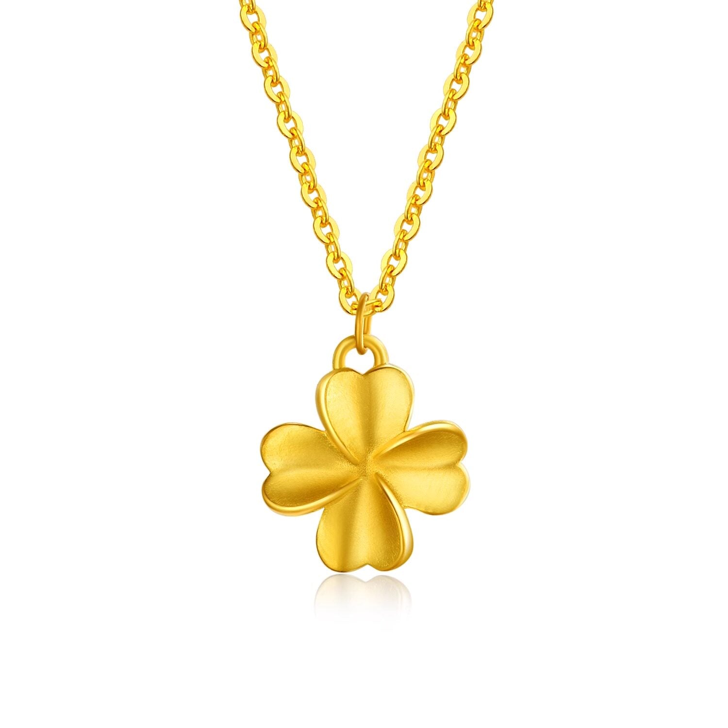 999 Pure Gold Four-Leaf Clover Pendant Necklace - gallify.store