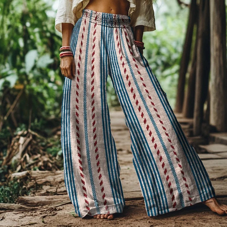 Women's Wide Leg Straight Pants with Side Panels