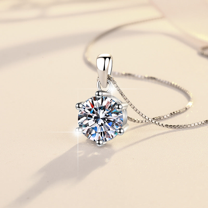 Diamond necklace on a beige background