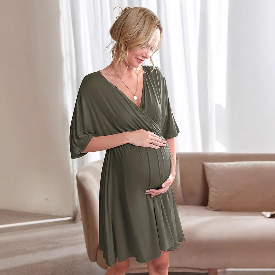 Women's Maternity Nursing Dress | V-Neck A-Line