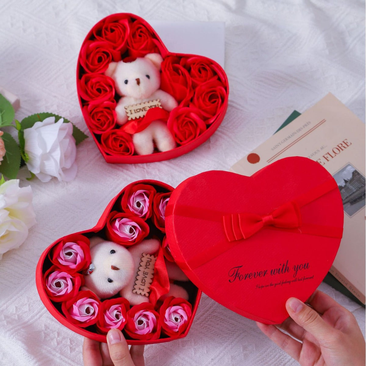 Soap Flower Rose Heart Gift Box - gallify.store