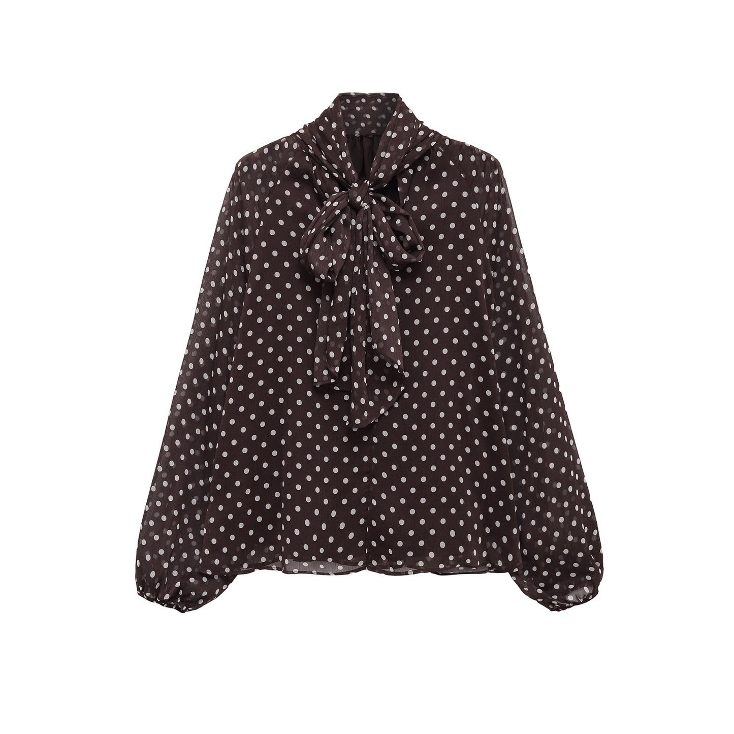 Women's Bow Polka Dot Shirt | Long Sleeve Retro