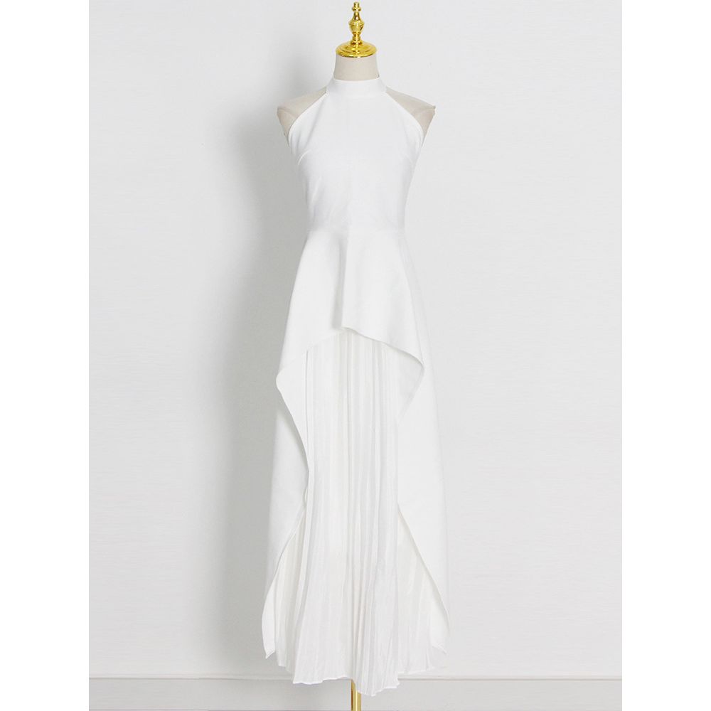 Womens Elegant Halter Evening Dress | Black & White