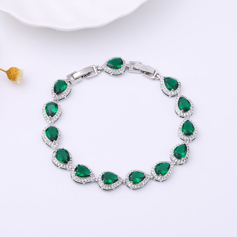 AAA Zircon Drop Gemstone Bracelet | 18K Gold Plated - gallify.store