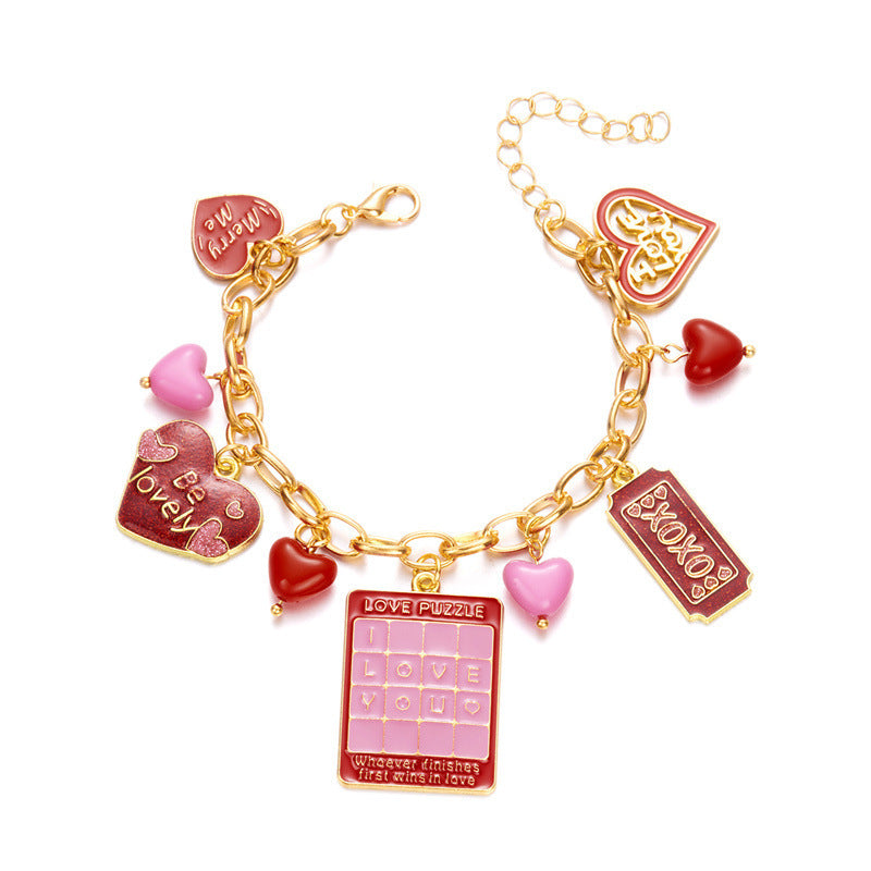 Peach Heart Multi-element Pendant Bracelet - gallify.store