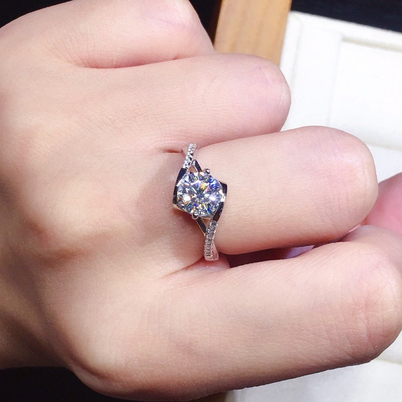 Diamond Simulant Ring for Women - Adjustable Opening