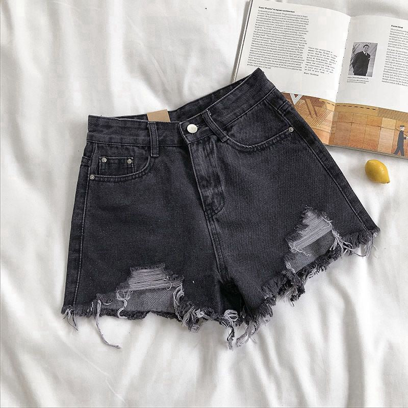 Women's Ripped Denim Shorts | High Waist Wide Leg