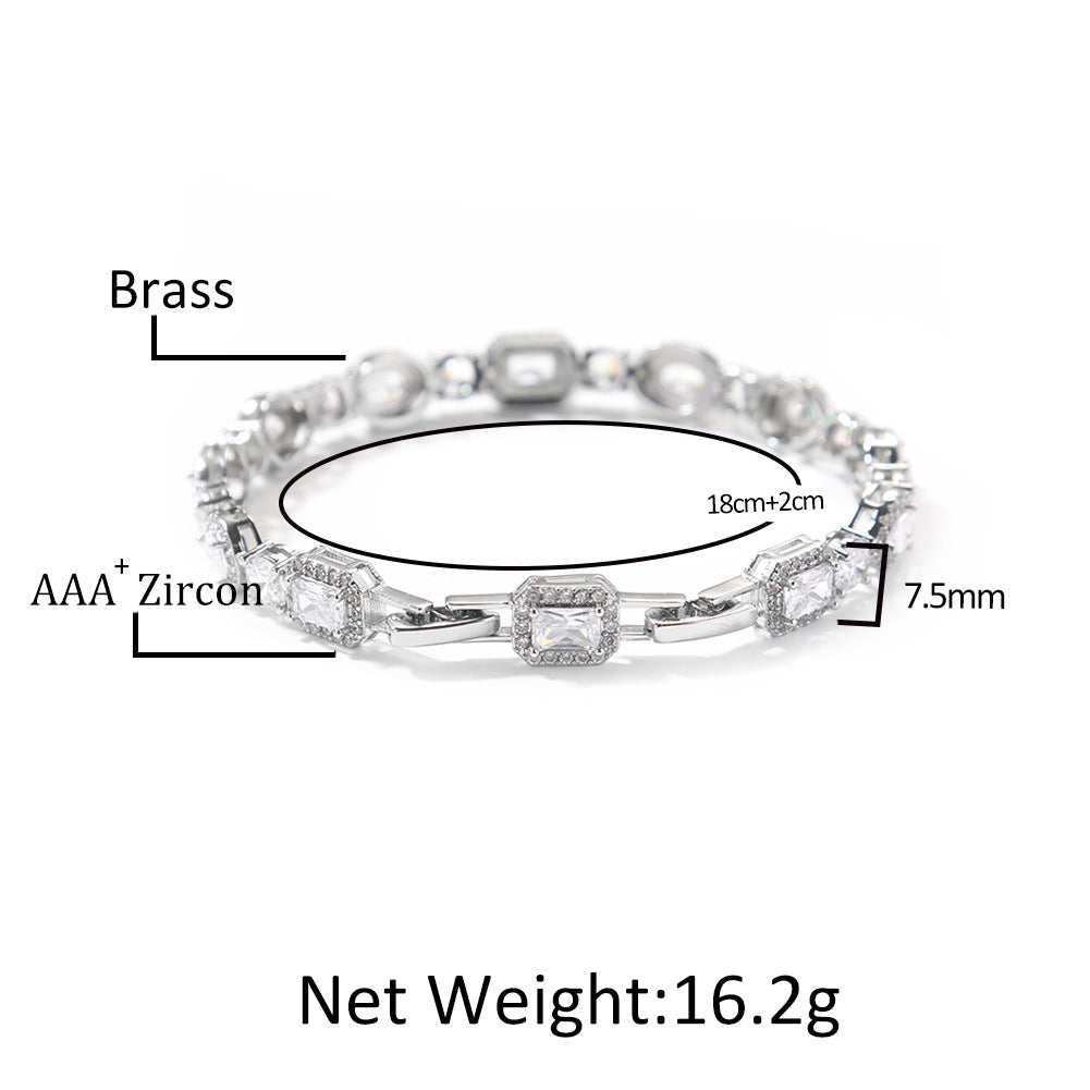 Geometric Zircon Bracelet - Adjustable Copper Chain