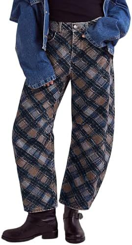 Floral Print Denim Wide Leg Trousers | High Waist