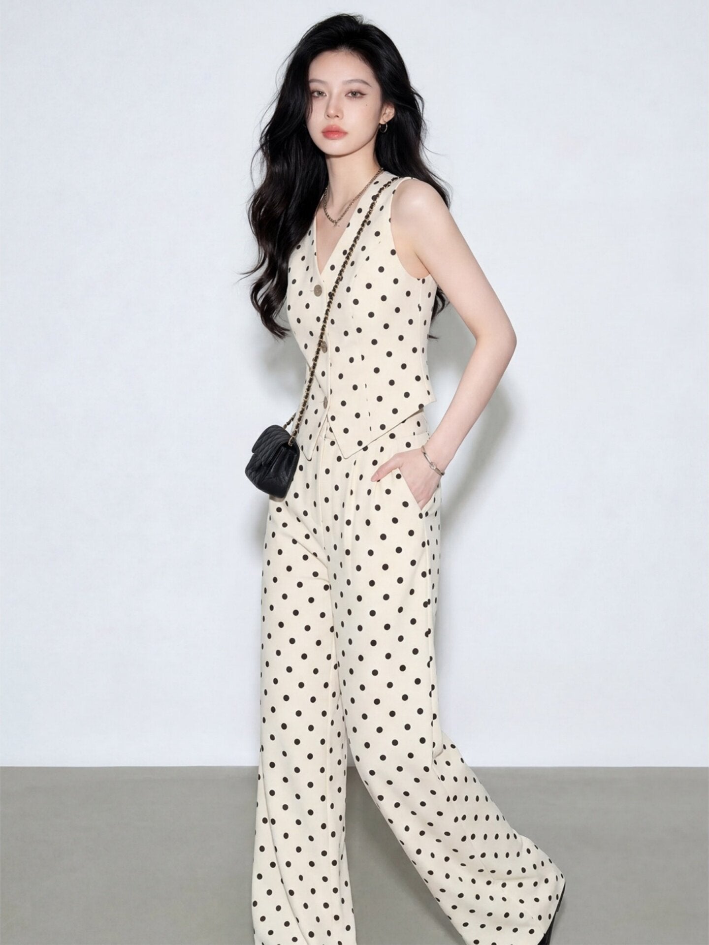 Polka Dot Vest & Trousers Set | Korean Style