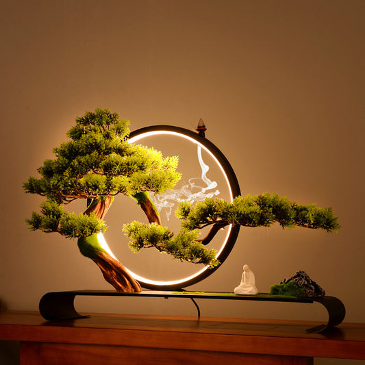 Zen Pine Bonsai Miniature Decoration – Handcrafted Ceramic & Wood