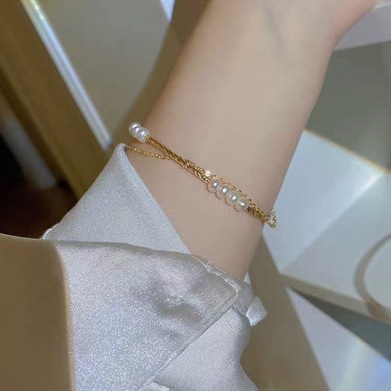 Freshwater Pearl Bracelet with Tassel - 14k Gold Plated - gallify.store