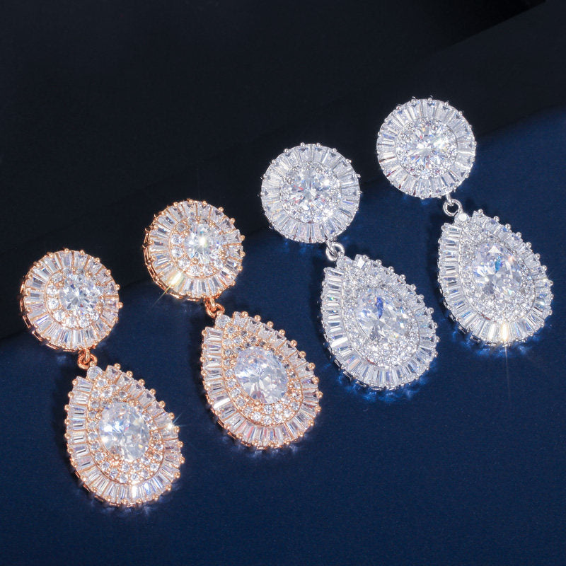 Gold Plated Cubic Zirconia Jewellery Set – Necklace, Earrings & Bracelet