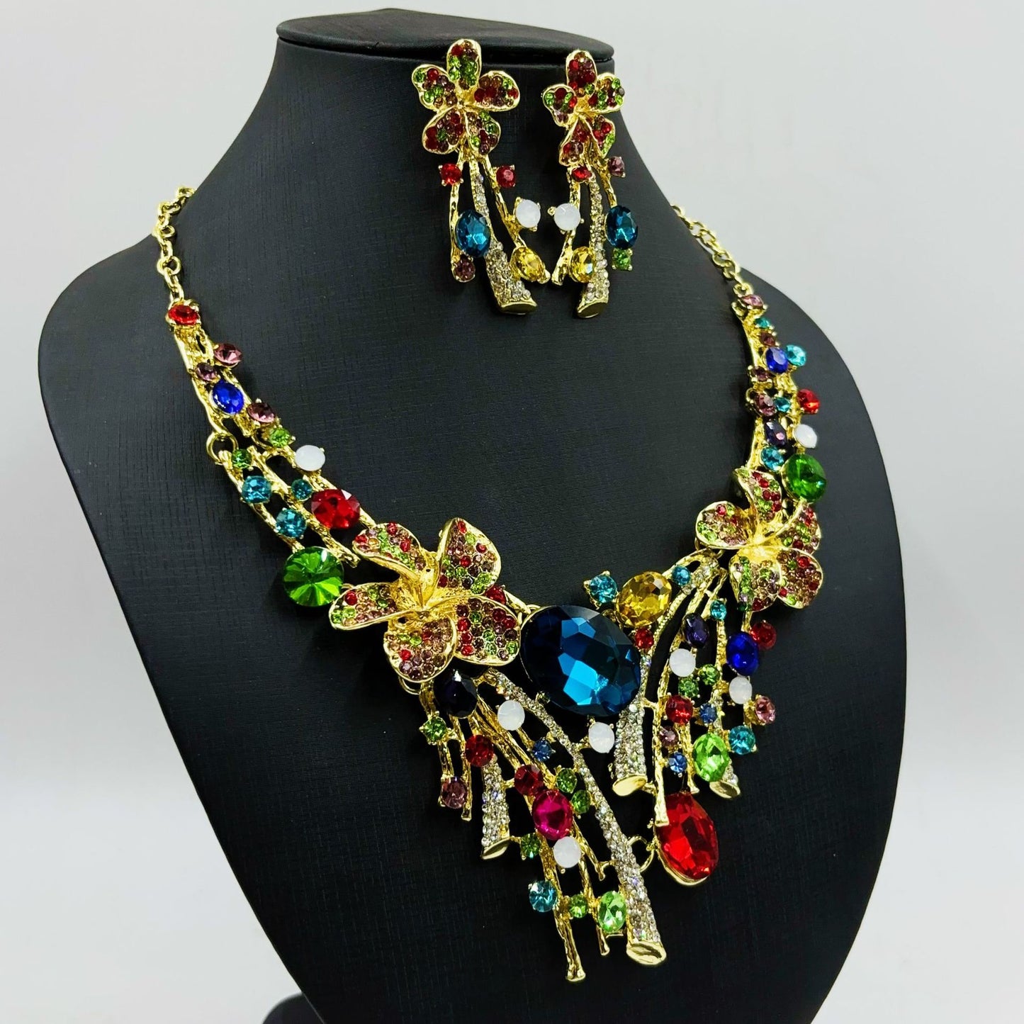 Crystal Floral Necklace & Earrings Set – Wedding Jewellery