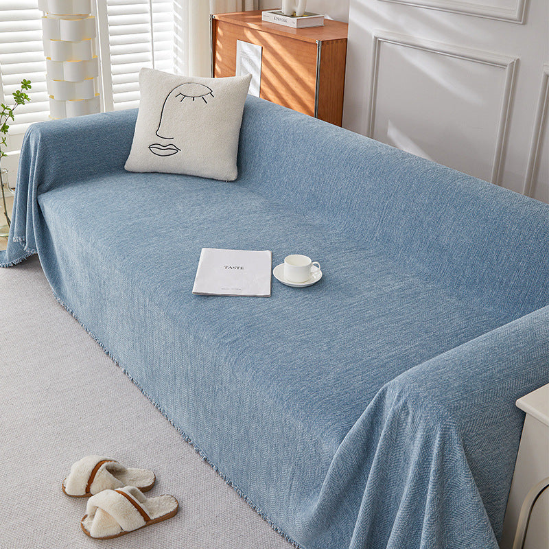 Solid Colour Chenille Sofa Cover | Herringbone, Anti-Wrinkle