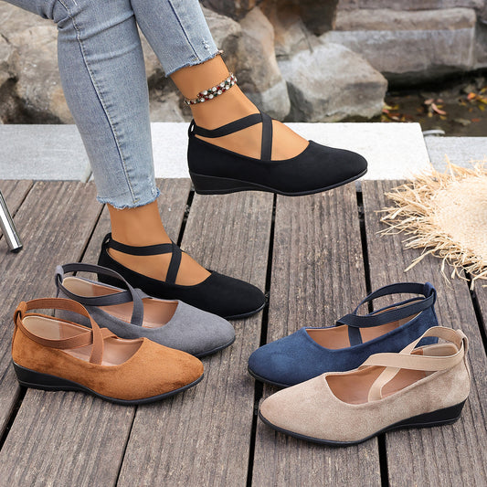 Women's Pointed Toe Low Wedge Shoes – Breathable Mesh Lace-Up