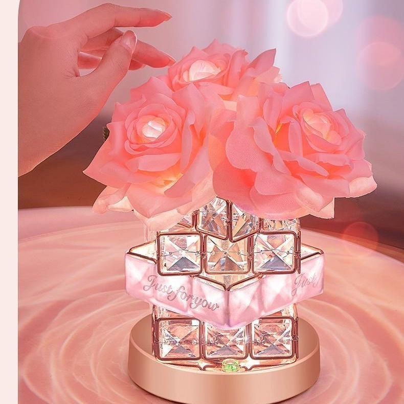 LED Table Lamp - Pink Rose Design | Decorative USB Lighting - gallify.store
