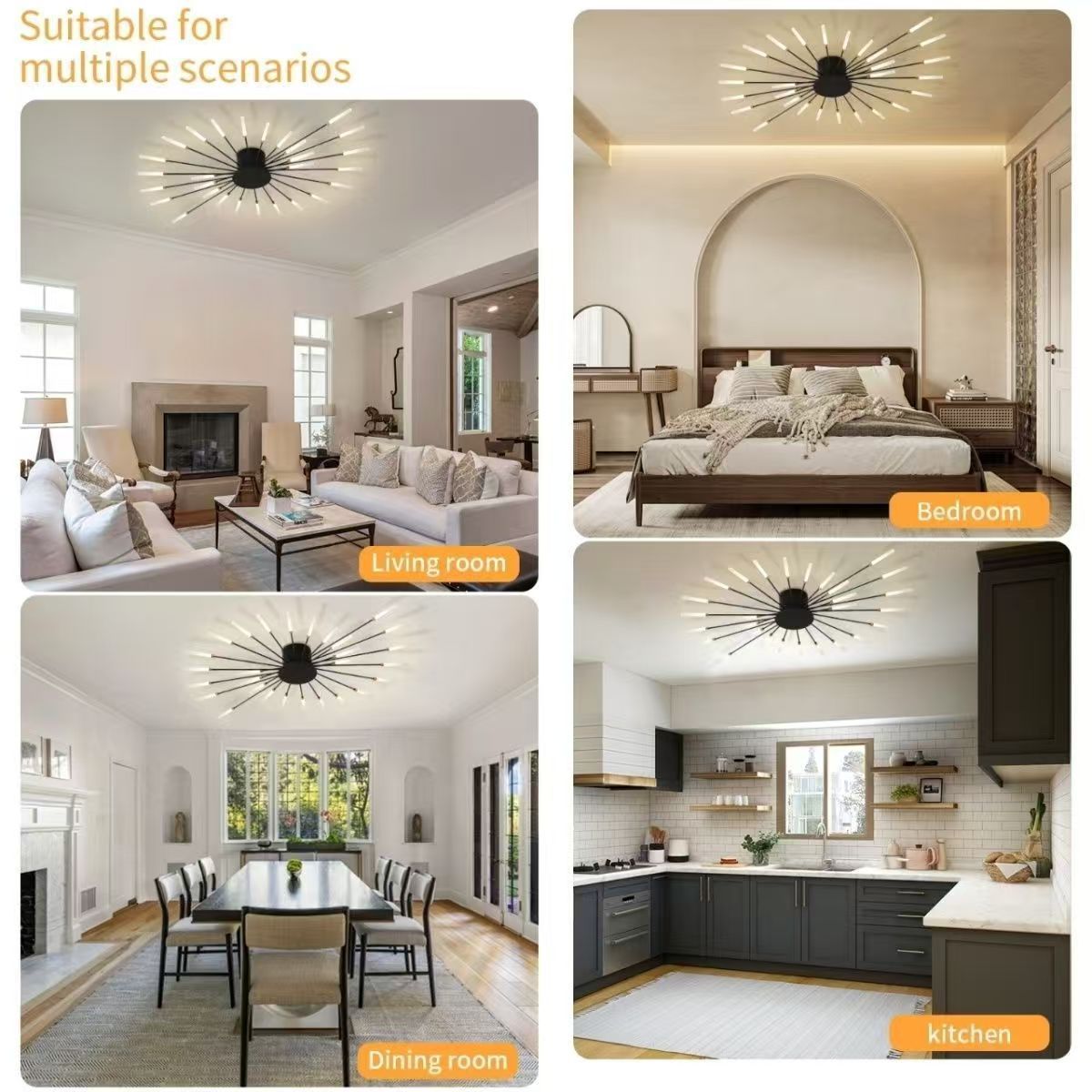 Nordic LED Ceiling Light – Scandinavian Firework Multi-Head Chandelier