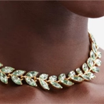 Elegant Crystal Leaf Necklace | Vintage Jewellery