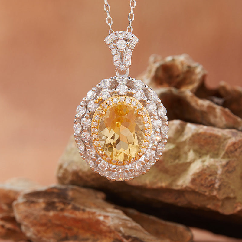 Natural Citrine Necklace | S925 Sterling Silver - gallify.store
