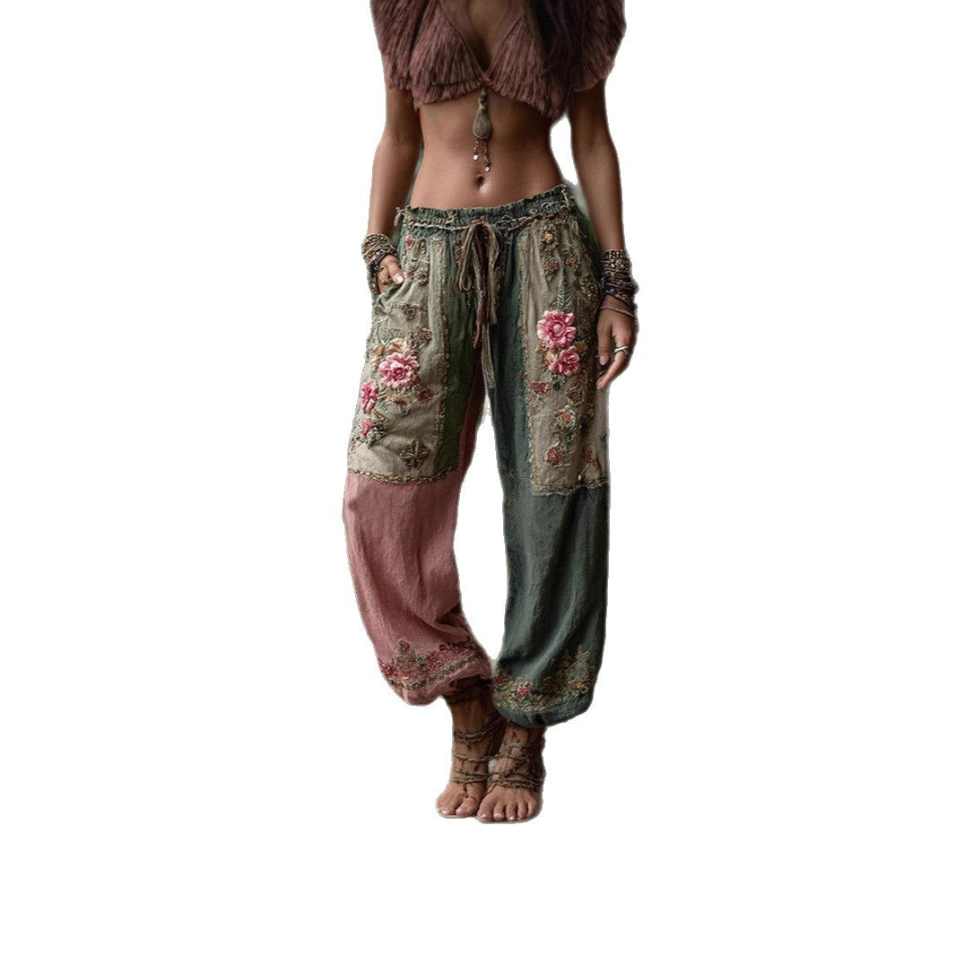 Women's Wide Leg Straight Pants with Side Panels