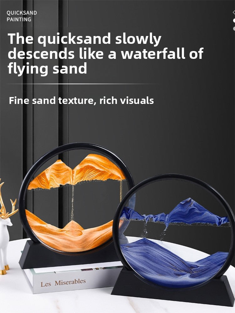 Nordic Quicksand Art Ornament – Glass Frame Landscape Desktop Decor