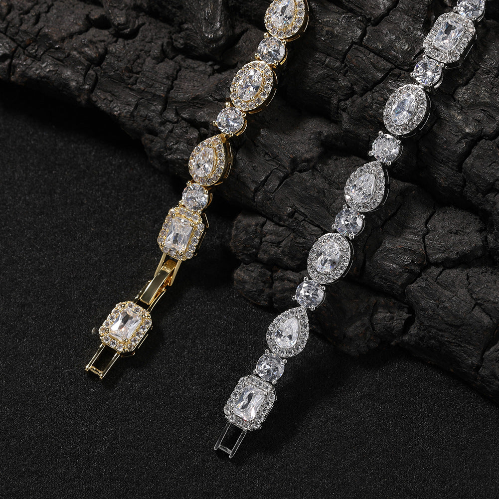 Geometric Zircon Bracelet - Adjustable Copper Chain